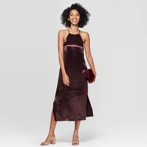 Halter Neck Satin Dress